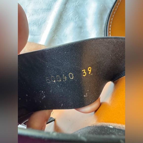 Black Leather Sandals with Gold Accents - Picture 13 of 13